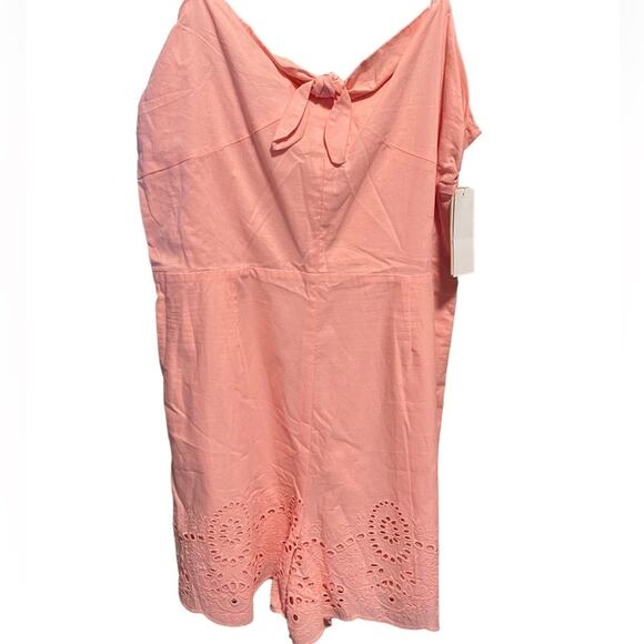 NWT Copper Key Romper Junior’s Size XL Eyelet Peach / Pink Spaghetti Straps - Picture 2 of 13